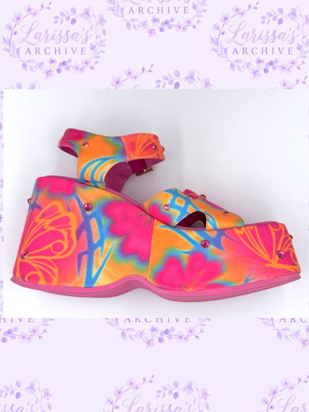 Club Exx by Dolls Kill | "Island Time" Neon Platform Sandals | Size 7 - Picture 2 of 16